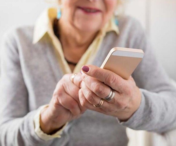 older woman on smartphone
