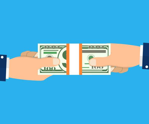 illustration of money exchanging hands