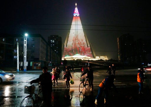 World's Tallest Empty Hotel Lit up with N. Korean Propaganda
