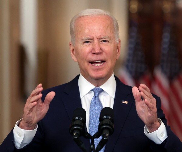 President Joe Biden speaking at the White House. 
