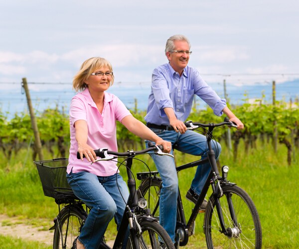 Senior couple exercising
