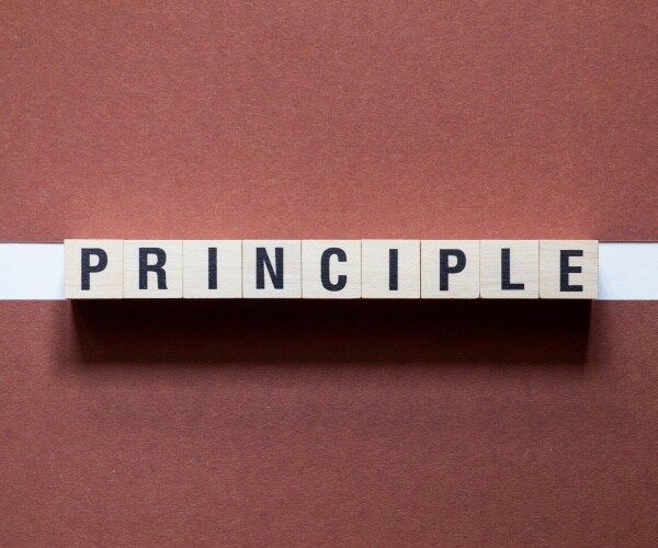 principle word concept on cubes