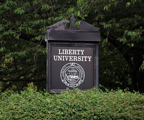 a sign for liberty university