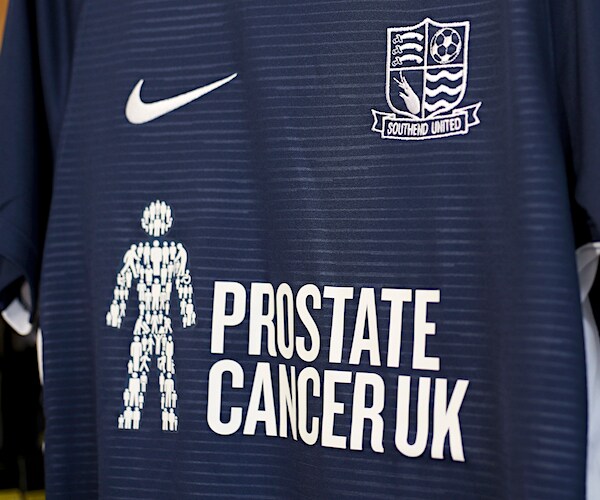 a shirt sits on a store shelf promoting prostate cancer research in the united kingdom