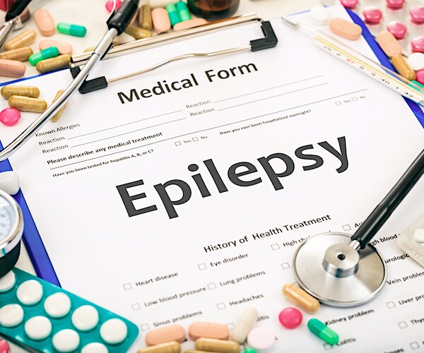 Medical form on a table, diagnosis epilepsy