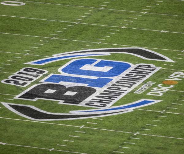 logo of the big ten championship logo at midfield