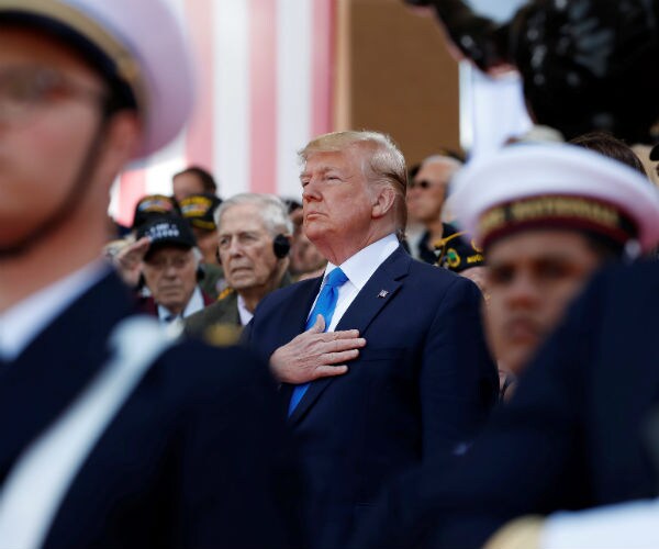 us president donald trump in a ceremony to commemorate d day