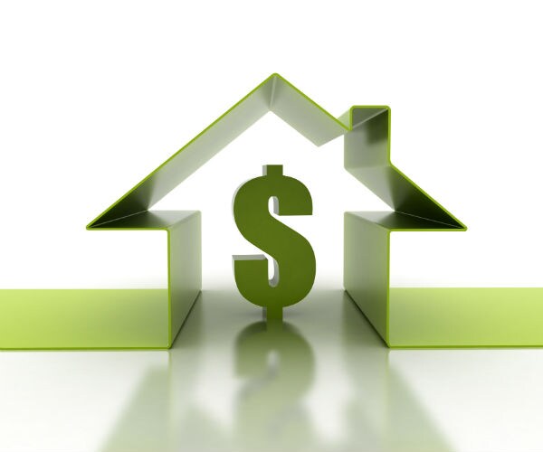 Image shows home outline with a dollar sign in the middle for a doorway