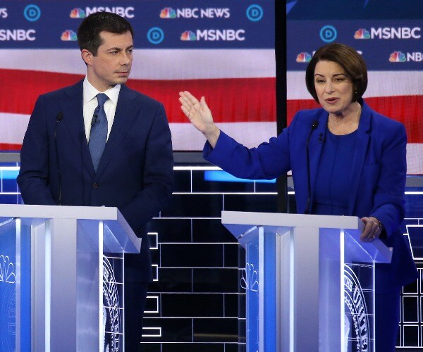 Pete Buttigieg and Amy Klobuchar at the democratic presidential primary debate