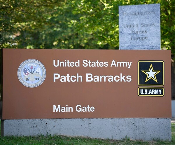 the main gate to the u.s. european command hq in stuttgart germany