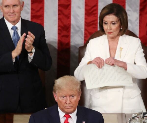 Nancy Pelosi rips up pages of the State of the Union speech after President Donald Trump finishes his address.