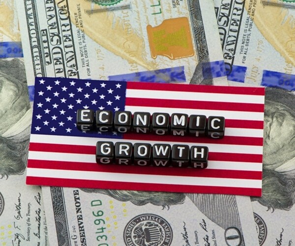 economic growth in blocks on american flag