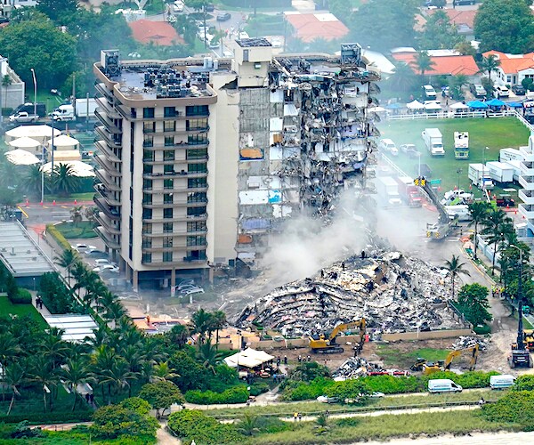 the surfside condo in rubble the weekend of june 24 before it was officially demolished to aid search and rescue