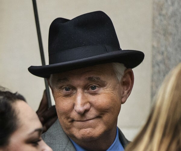 Roger Stone is shown at federal court in Washington, DC