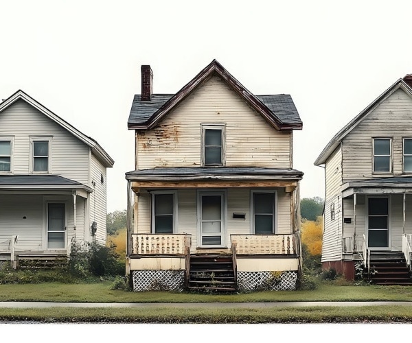 rundown houses in a neighborhood