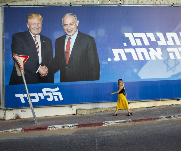 trump and netanyahu israeli campaign billboard in tel aviv 