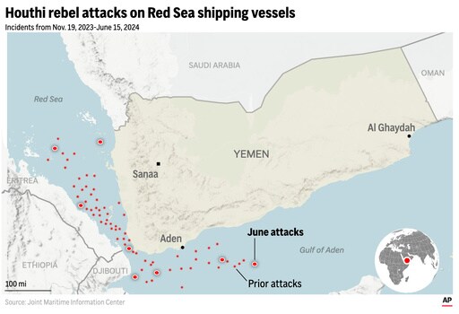 Aerial Drone Likely Launched by Yemen's Houthi Rebels Hits Ship in the Red Sea