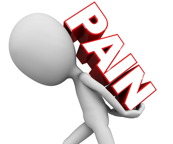 a graphic image of a stick figure carrying the word PAIN on its back