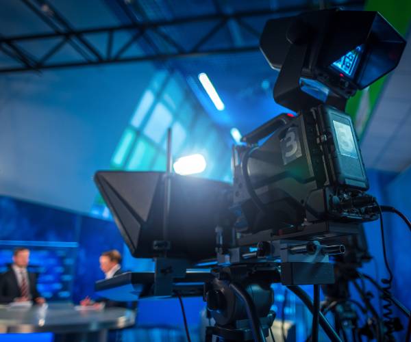 a tv news studio
