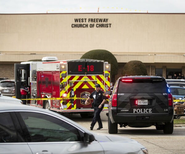 Police and fire departments outside the West Freeway Church of Christ. 