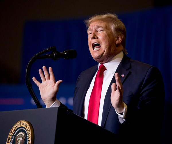 President Donald Trump speaks at a rally in Tupelo, Mississippi