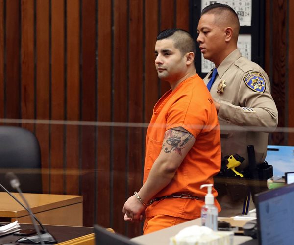 deputy escorts steven carrillo into the courtroom