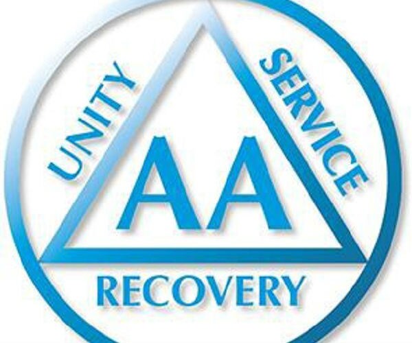 alcoholics anonymous logo is shown in teal and white