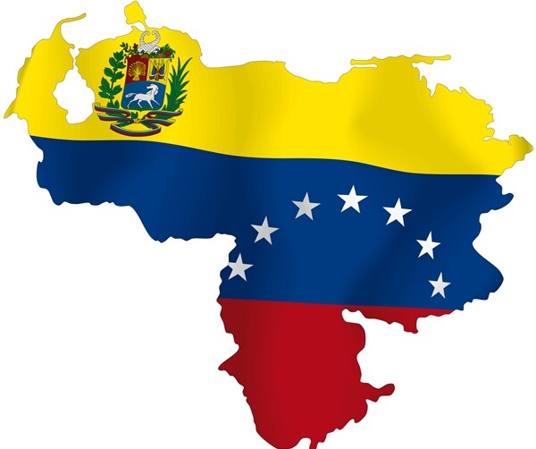 a map of Venezuela in colors of nation's flag