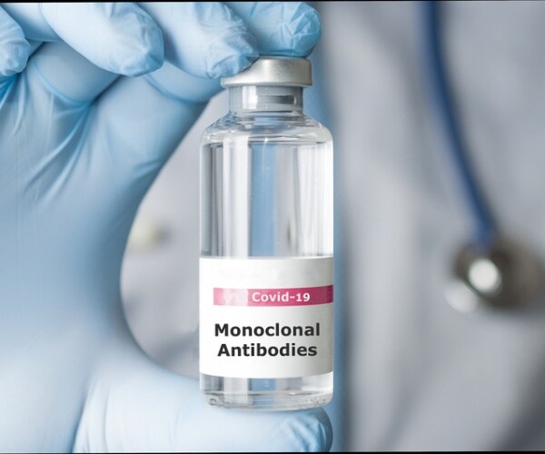 vial labeled 'monoclonal antibody treatment'