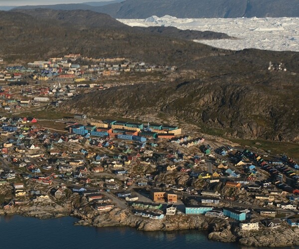 arial view of  town in greenland 