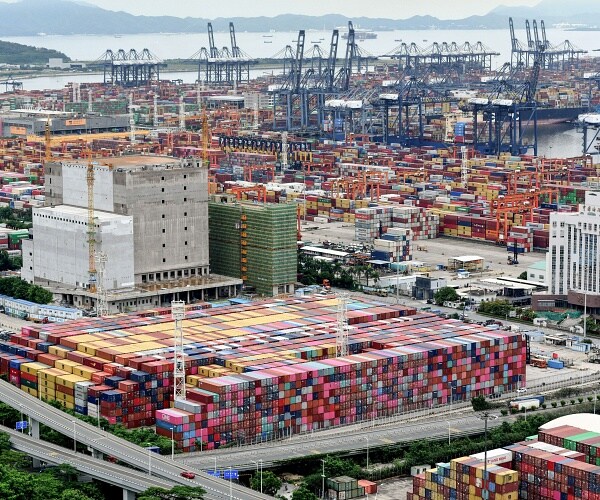 containers stacked at port