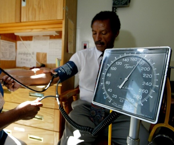 man with high blood pressure