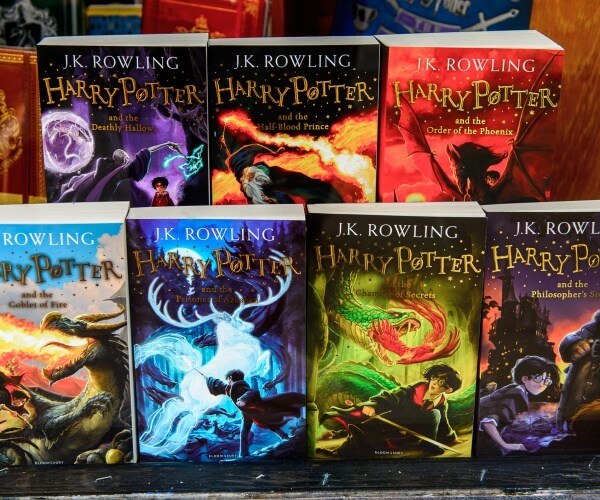harry potter book series displayed in a shop 