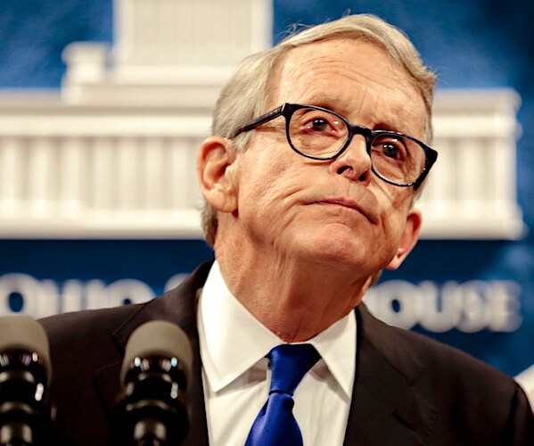 mike dewine speaks to the media from the ohio white house