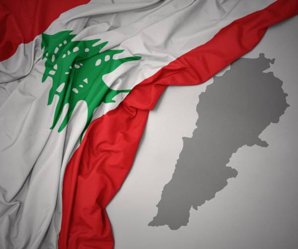 a map and flag of lebanon