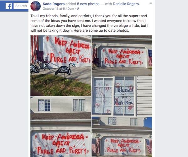 MAGA 'Purge and Purify' for Halloween Not Racist or Political, Homeowner Says