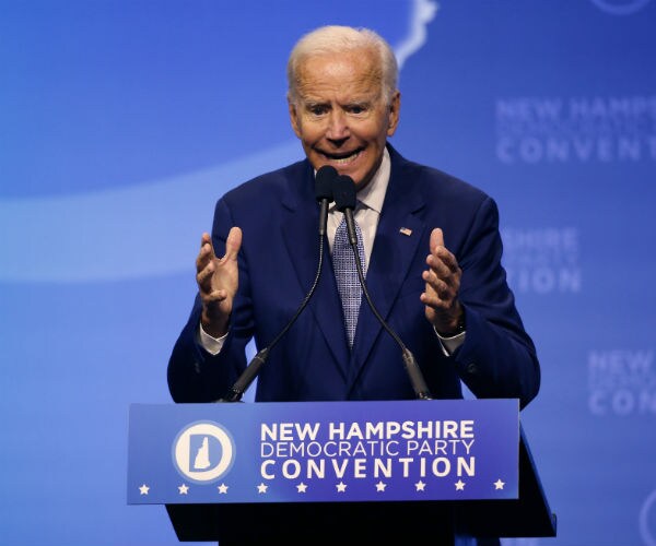 joe biden speaks during the new hampshire state democratic party convention, in manchester, new hampshire