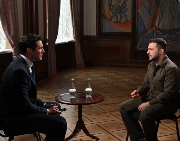 Newsmax host Rob Schmitt interviewed Ukraine President Volodymyr Zelenskyy in the capital city of Kyiv in late May