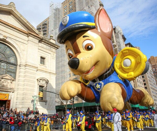 paw patrol dog balloon in the parade