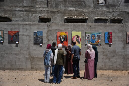 Young Palestinian Artists in Gaza Exhibit Their Impressions of war as a Fragile Ceasefire Holds
