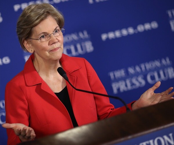 sen. elizabeth warren delivers a speech