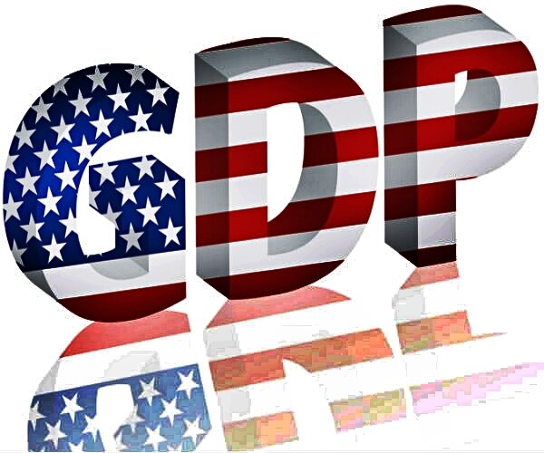 gdp written in capital letters in american flag style