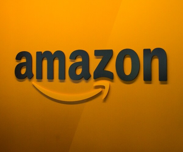 The logo of online retail giant Amazon