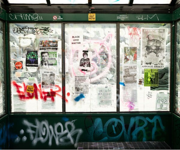 a section of chop a bus stop in the chop zone of seattle washington 