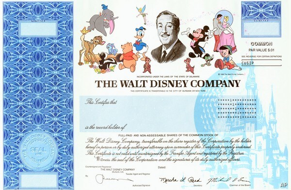 Disney to Stop Issuing Stock Certificates in Blow to Collectors