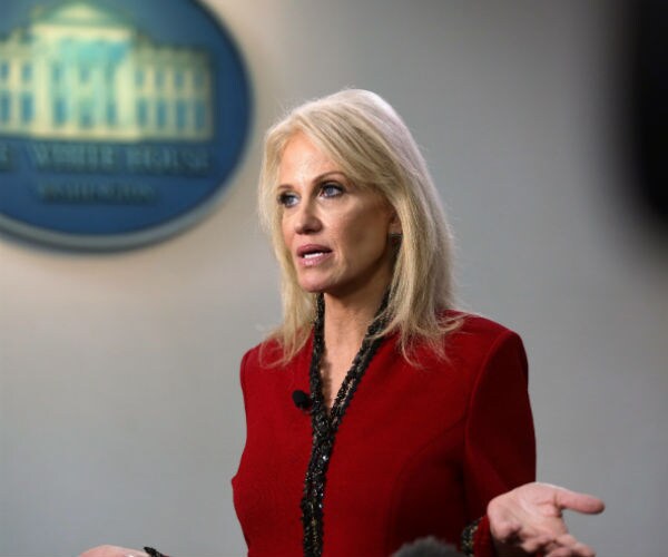 White House Senior Counselor Kellyanne Conway speaks to members of the media.
