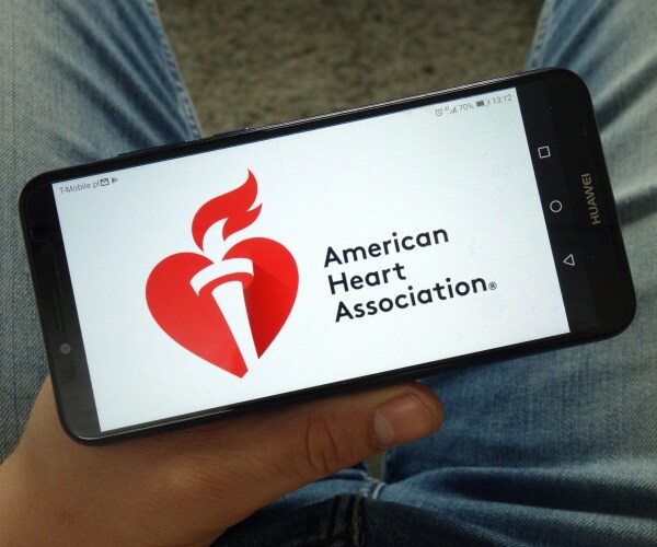 American Heart Association logo on screen of smartphone