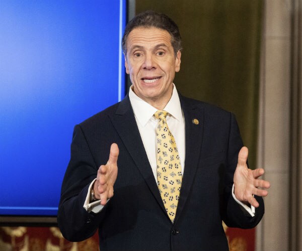 new york governor andrew cuomo is shown during a press briefing