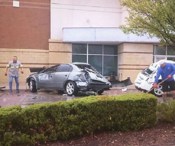 Oklahoma Severe Weather Flips Vehicles in Parking Lot