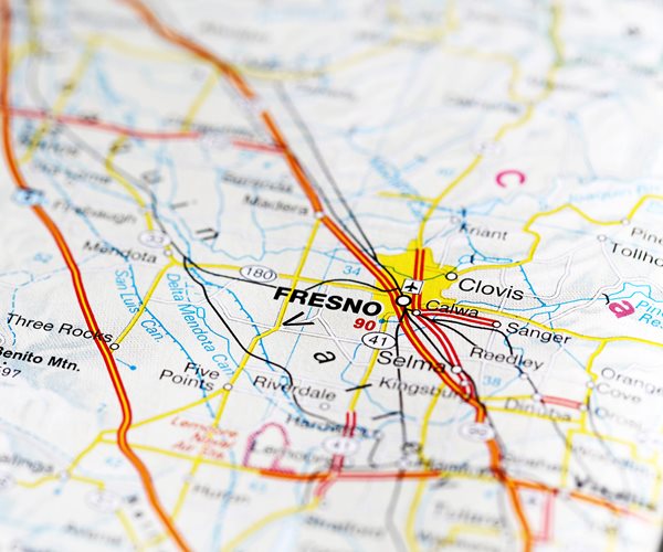 fresno, california shown on map